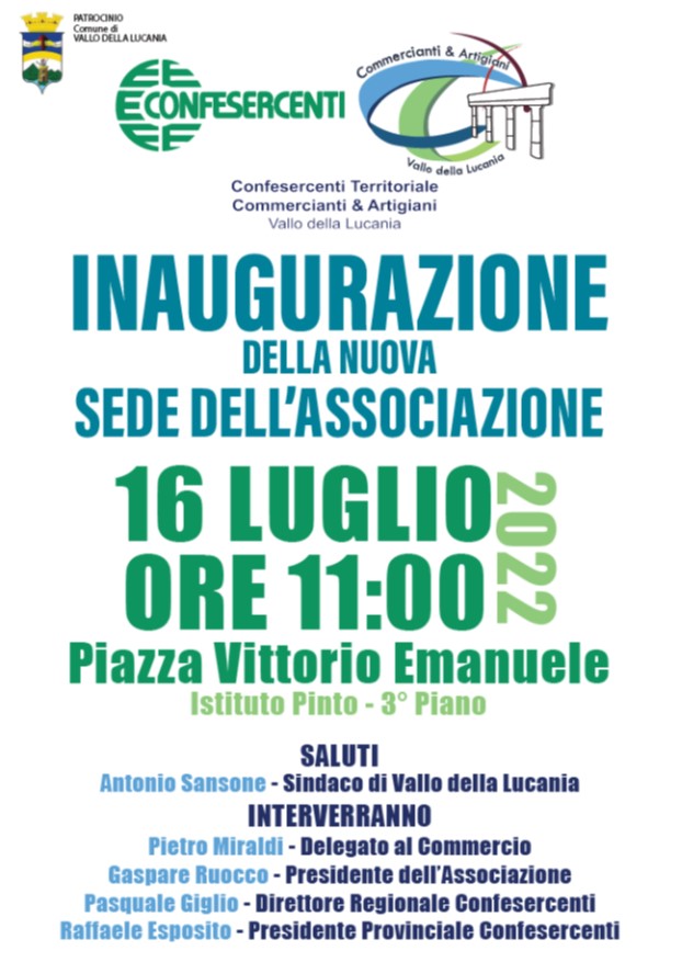 Confesercenti Salerno apre una nuova sede zonale a Vallo della Lucania