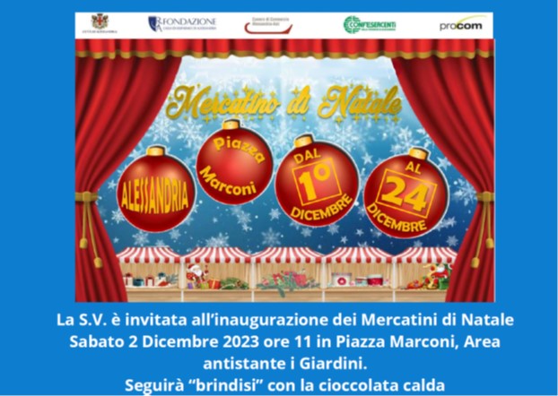 Confesercenti Alessandria, “Natale al Centro 2023”, le casette di Natale debuttano in Piazza Marconi